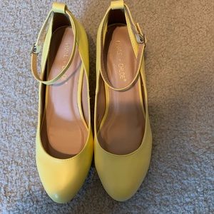 NWOT Chase + Chloe Yellow Wedge Shoes